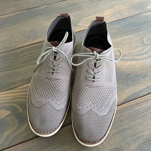 Bill Blass Soft Flyknit Gray Woven Cloth Oxfords, w/Memory Foam Mens 10.5 (L7) - Picture 2 of 7